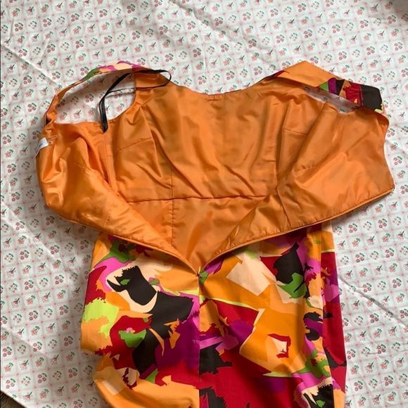 Calvin Klein Orange floral sheath dress - Picture 4 of 6